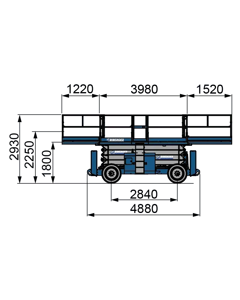 GS 4390 RT 14m, 15m, Gelände, kaufen, Megadeck, Scherenbühne - BIBERGER