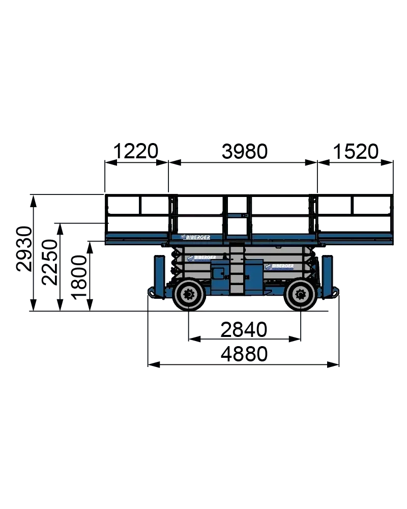 GS 4390 RT 14m, 15m, Gelände, kaufen, Megadeck, Scherenbühne - BIBERGER